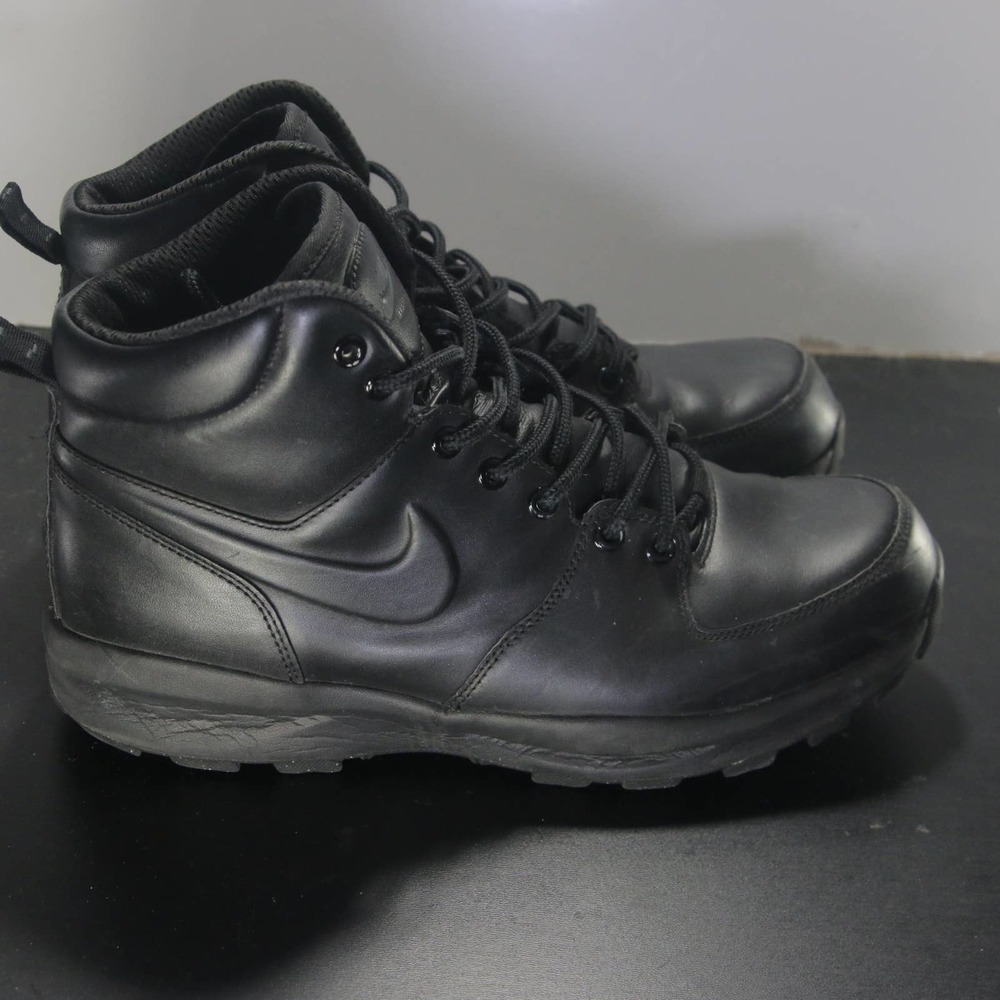 Nike Manoa Mid Size 10.5 Mens 006289 Triple Black Leather Trail Hiking Sneakers